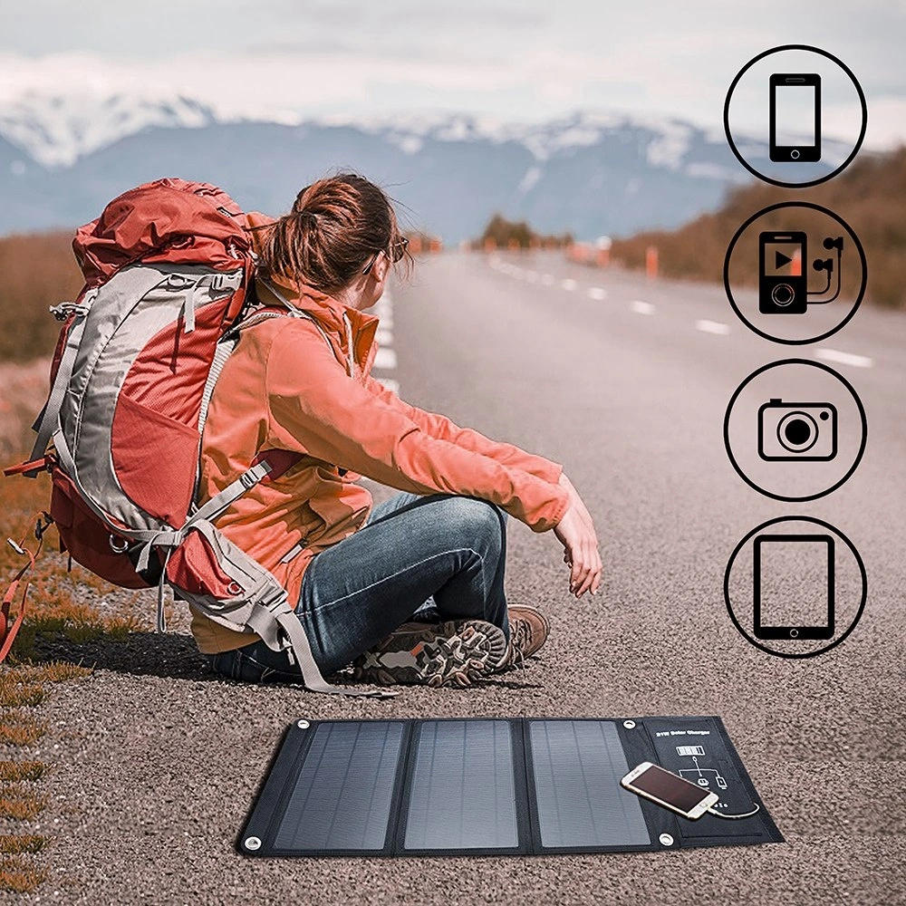 Mono Crystalline Foldable Solar Panel Charger for USB Mobile Phones and Power Banks