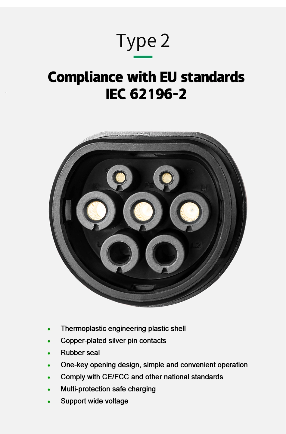 IP65 Waterproof Smart APP 1 Phase 3 Phase Type 2 Plug 32A 7.4kw 22kw DC AC EV Charger Type 2 Wallbox