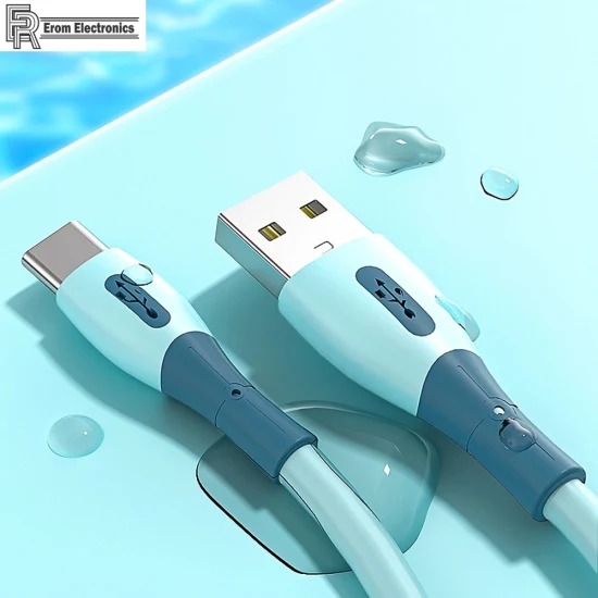 Chip intelligente in silicone liquido Ricarica rapida intelligente Durata migliorata Cavo dati micro sincronizzazione Cavo USB tipo C mobile per accessori per telefoni cellulari Ricarica USB